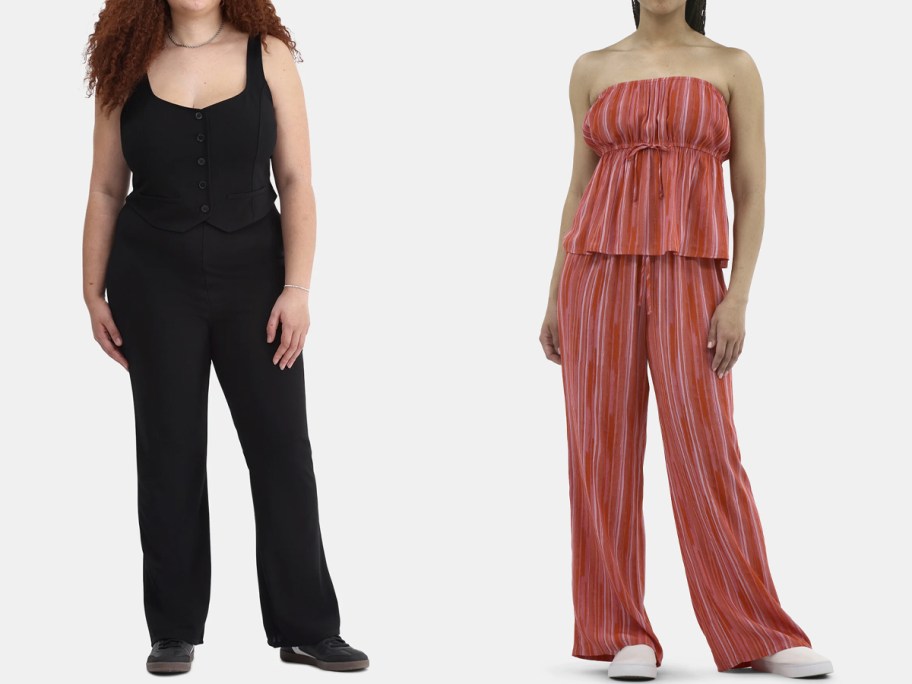 No Boundaries Cropped Crepe Vest and Pants Set and Tube Top and Palazzo Pants Set
