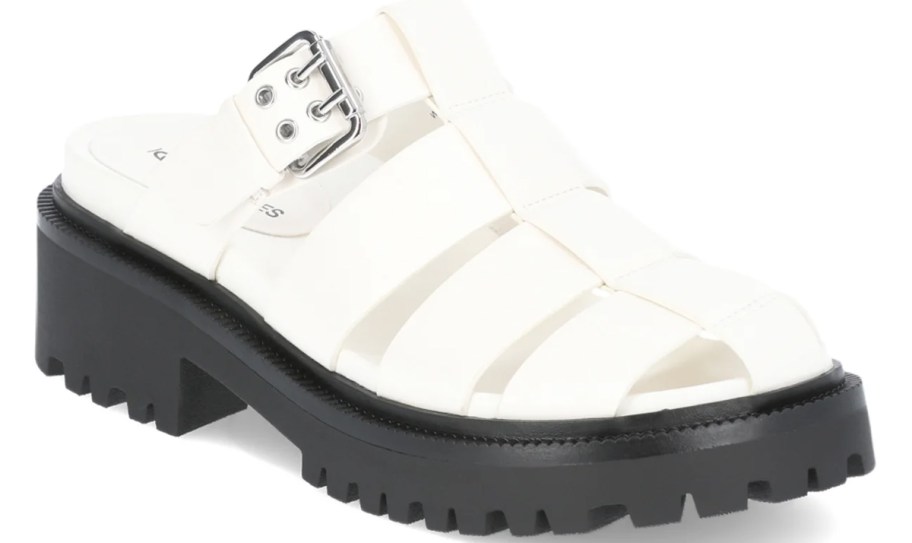 white and black platform fisherman sandal