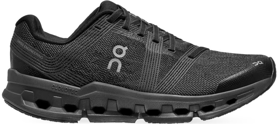 all black running shoe