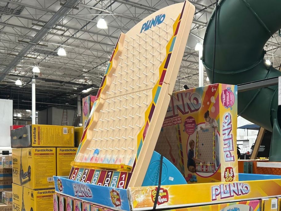giant wooden Plinko game at costco