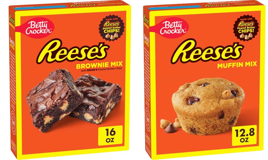 Reese's Brownie and Muffin baking mix boxes
