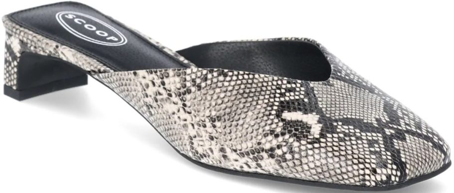 snake print kitten heel slide
