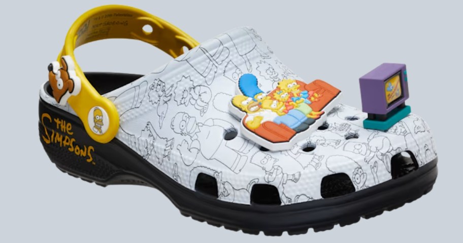 the simpsons classic crocs clog with simpsons jibbitz on shoe
