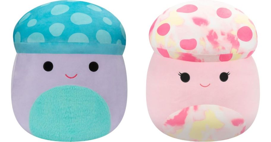 Stock images of two Squishmallows Mushroom Plush