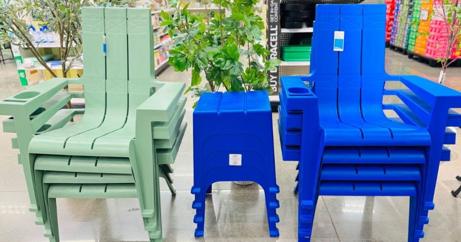 Stackable Adirondack Chairs & Tables on display at Target