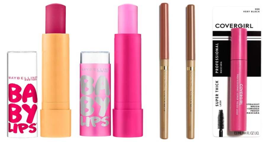 two lip gloss, two lip liner and mascara