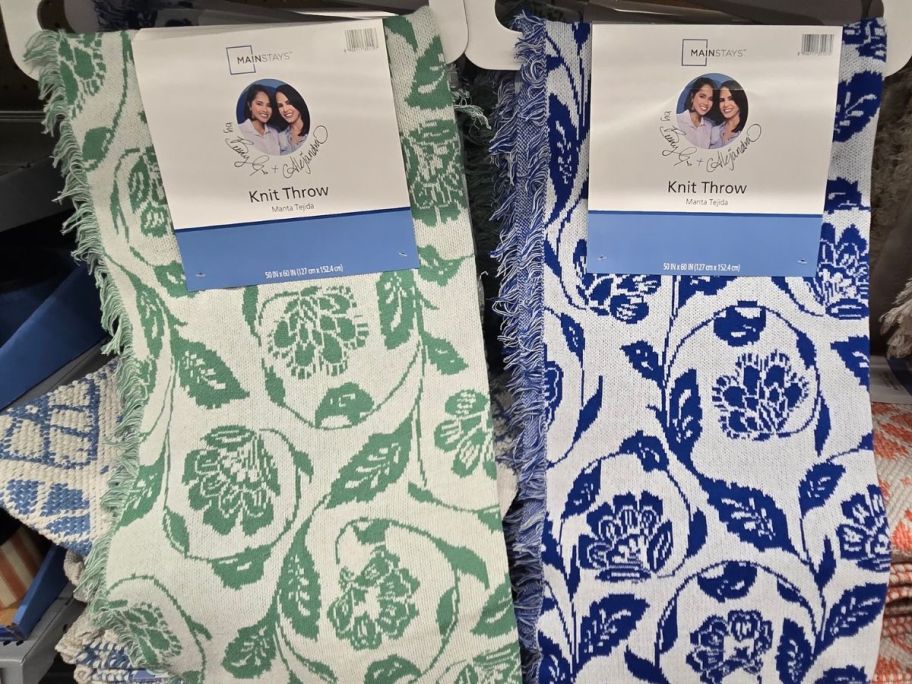 two Mainstays by Becky G. & Alejandra Floral Knit Throws
