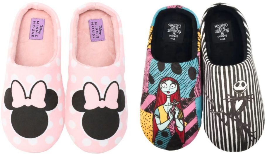 Stock images of Minnie Mouse and The Nightmare Before Christmas Ground Up Women's Character Slippers
