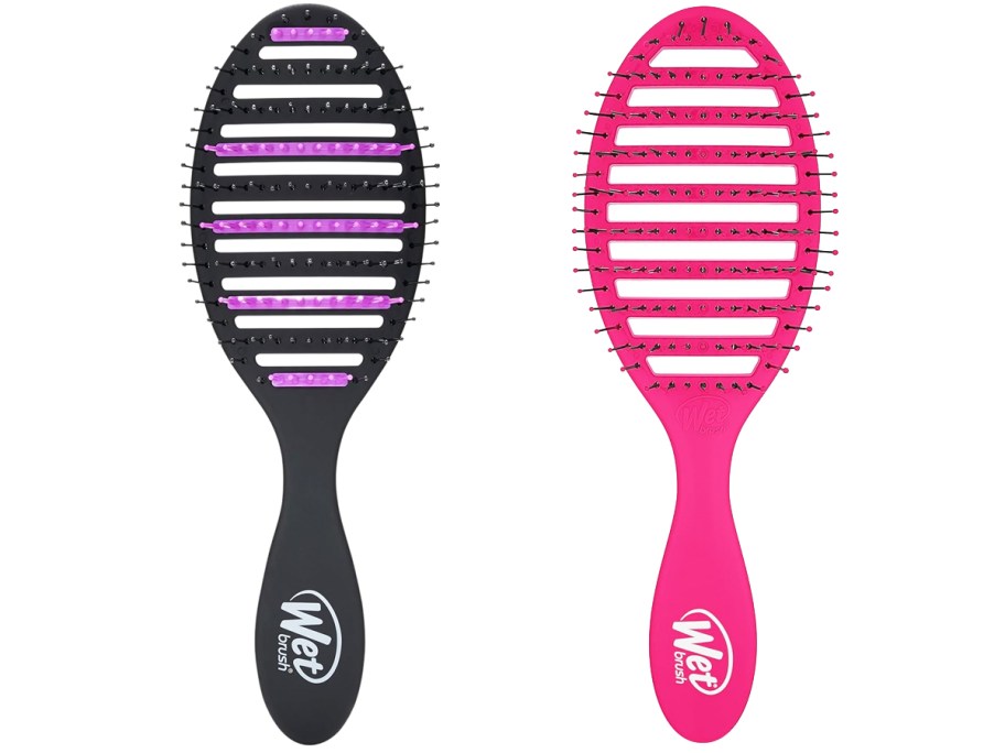 black/purple and pink Wet Brush hair brushes