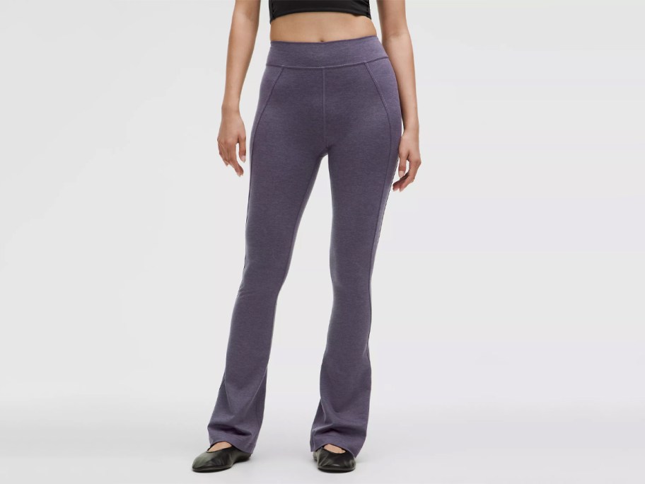 Woman wearing lululemon Softy Suedey Split-Hem High-Rise Mini-Flare Pants