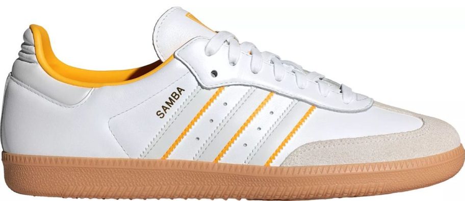 white and orange adidas Men's Samba OG Shoe stock image