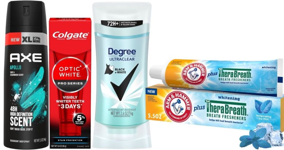 colgate and arm & hammer toothpastes and axe and degree deodorants