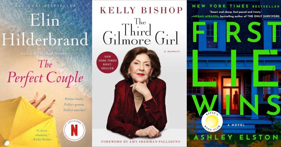 the perfect couple book, the third gilmore girl book, and first line wins book