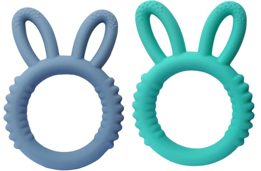 two bunny ear baby teethers