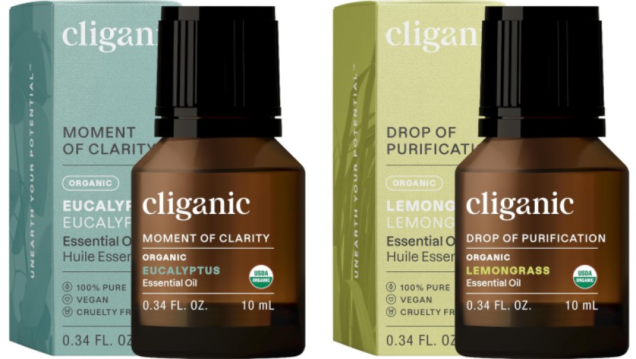 two bottles of essential oils