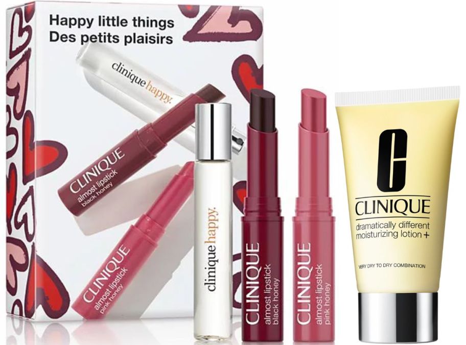 2-piece lipstick set with perfume and a tube of moisturizer