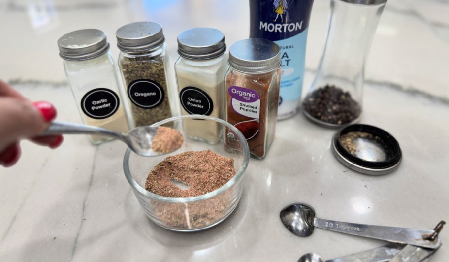 compiling a homemade rub for chicken