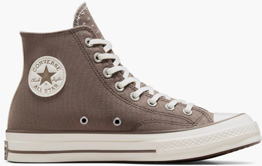 brown high top converse shoe