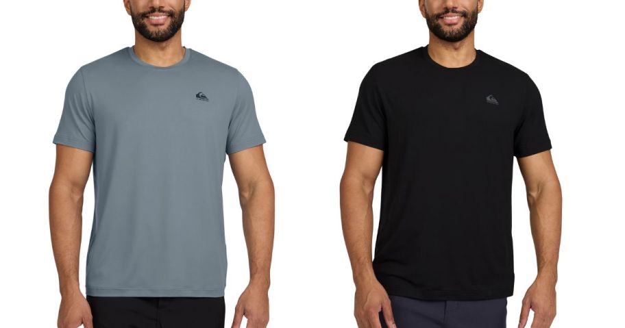 two men wearing a grey and a black Quiksilver Men's Active Tee