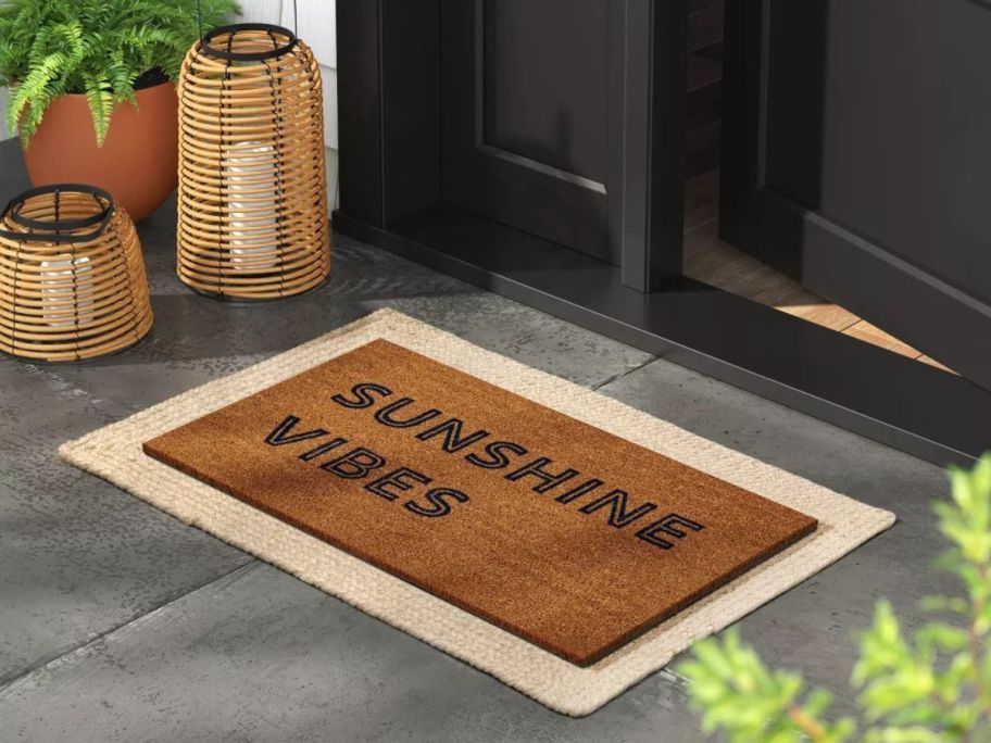 beige Room Essentials Sunshine Vibes Doormat at doorstep