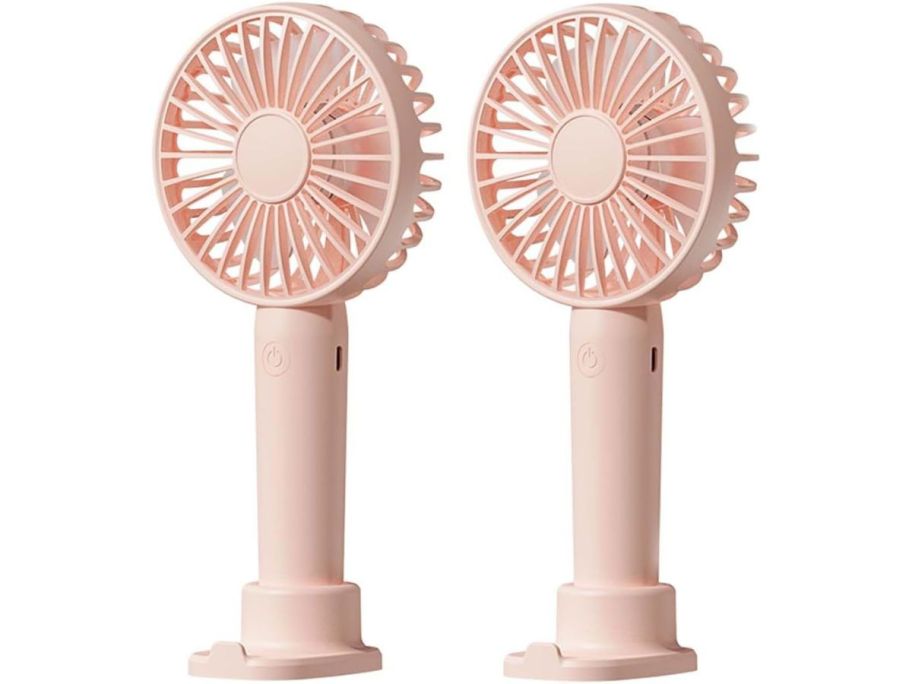 Rechargeable Portable Handheld Fan 2-Pack in Pink stock image