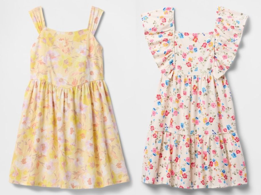 two girls FLORAL PRINT summer dresses