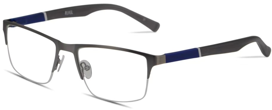 black, gray and blue pair of glasses 