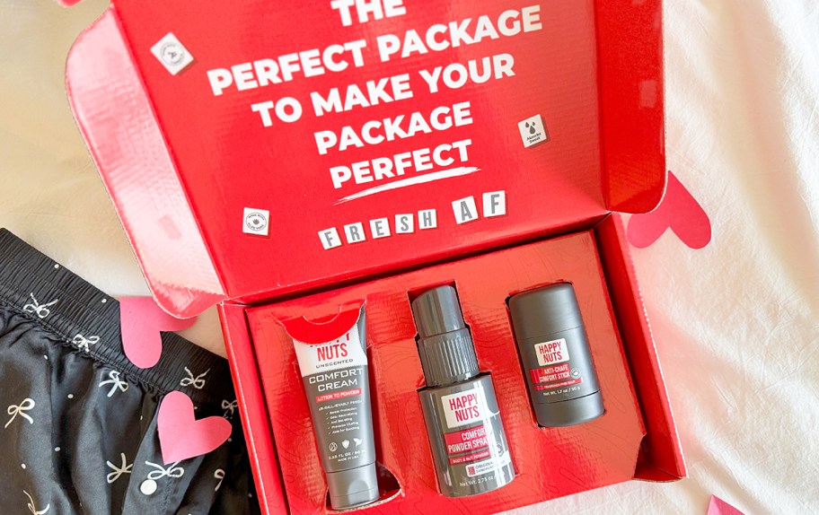 box of men's personal care items