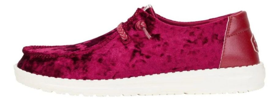 HEYDUDE Women's Wendy Crushed red Velvet Shoe stock image