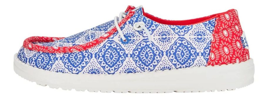red, white, and blue HEYDUDE Women's Wendy Americana Bandana Shoe stock image