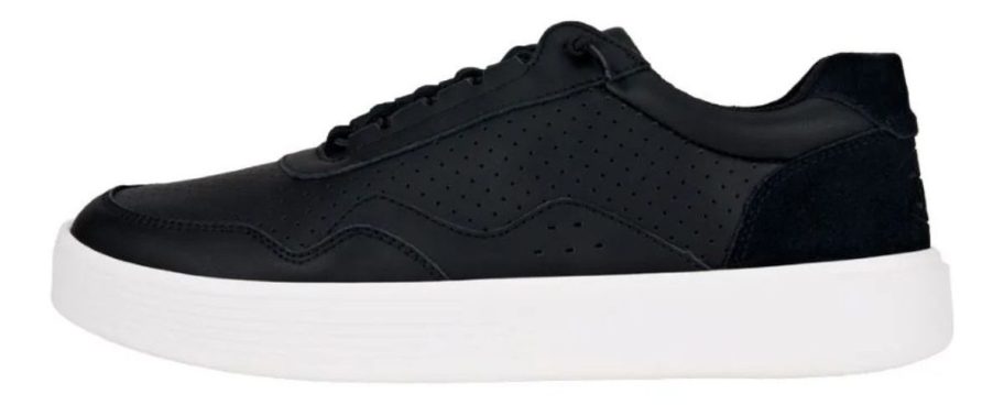 black and white HEYDUDE Men's Hudson Leather Shoe stock image
