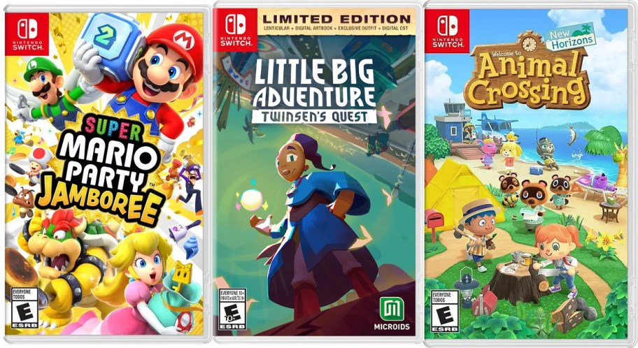 super mario, little big adventure, and animal crossing video games 