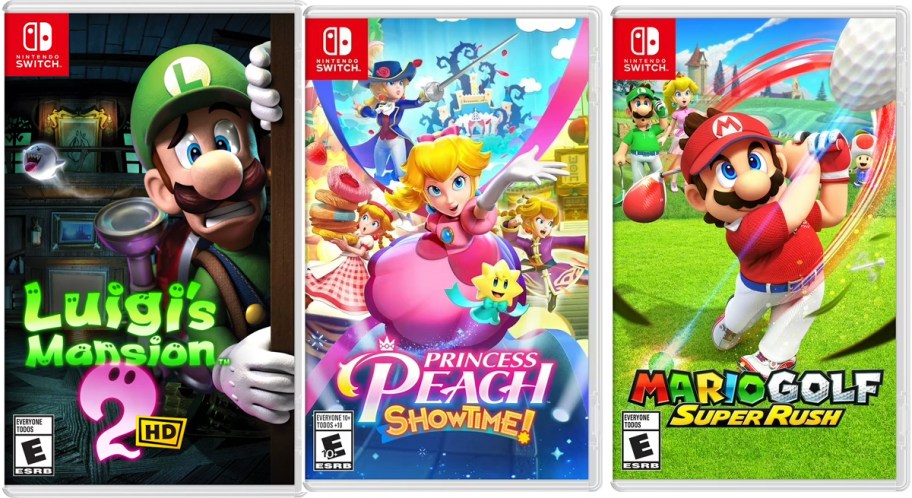 luigi, princess, and mario video games 