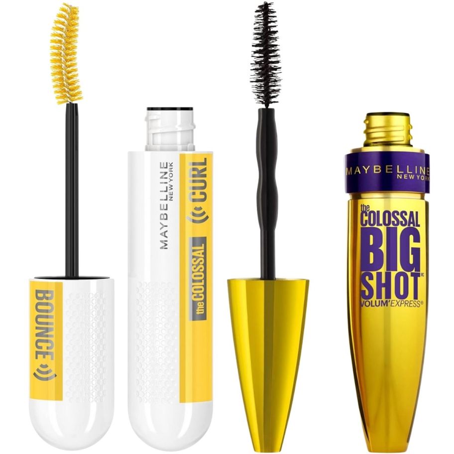 2 maybelline mascaras. one tube of Big Shot mascara and one tube of Colossal bounce mascara