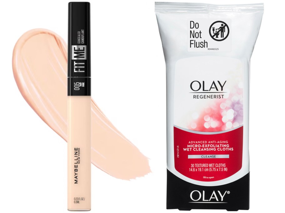 maybelline concealer and olay regenerist wipes 