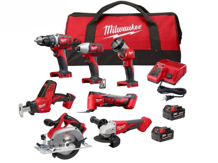 red Milwaukee 18V Cordless Combo Kit stock image