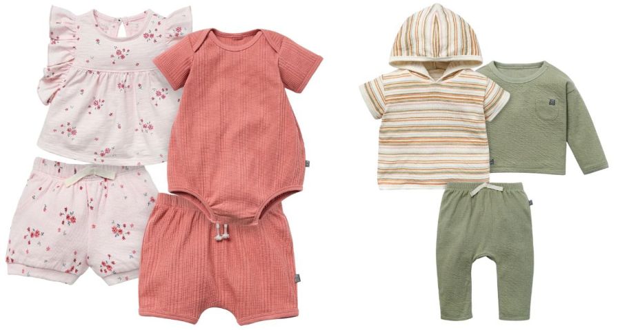 modern moments by gerber baby outfit sets in pink and green