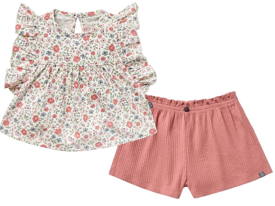 Modern Moments by Gerber floral top and pink shorts