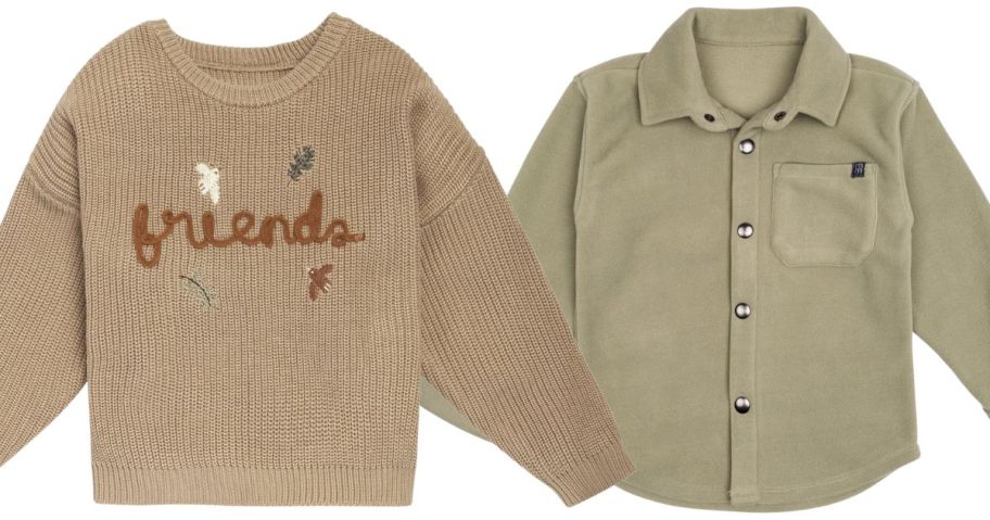 Modern Moments brown friends sweater and green shacket