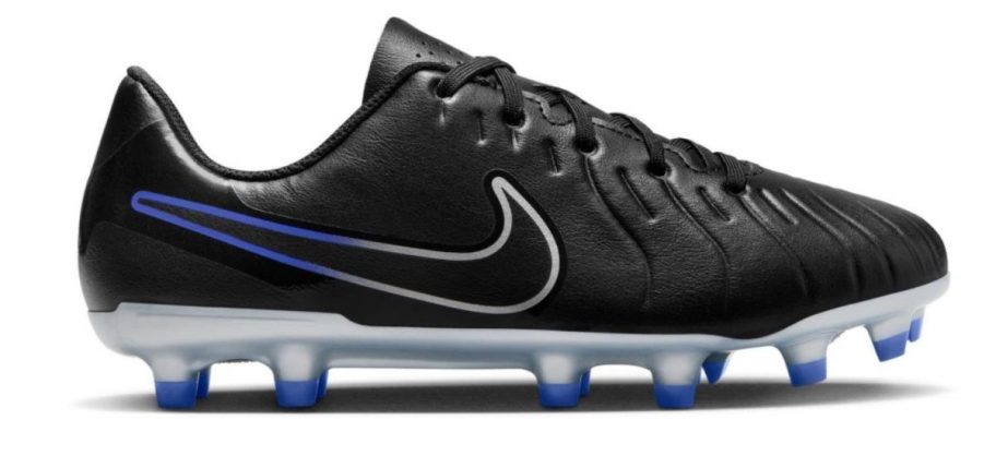 black and white Nike Little Kids Jr. Tiempo Legend 10 Club Molded Soccer Cleat stock image