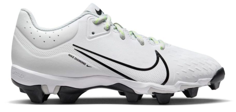 white and black Nike Women's Hyperdiamond 4 Keystone Molded Softball Cleat stock image