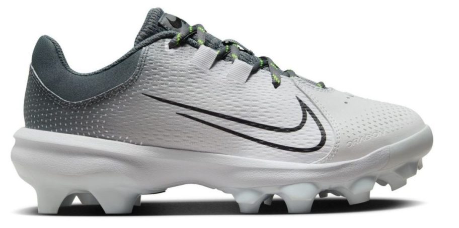 grey and white Nike Women's Hyperdiamond 4 Pro MCS Molded Softball Cleat stock image