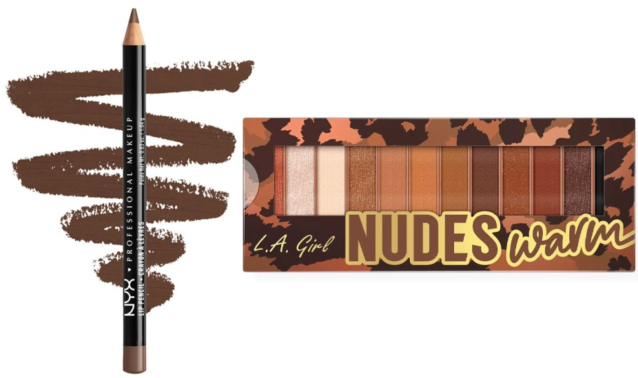 nyc lip liner and la girl nudes eyeshadow palette 