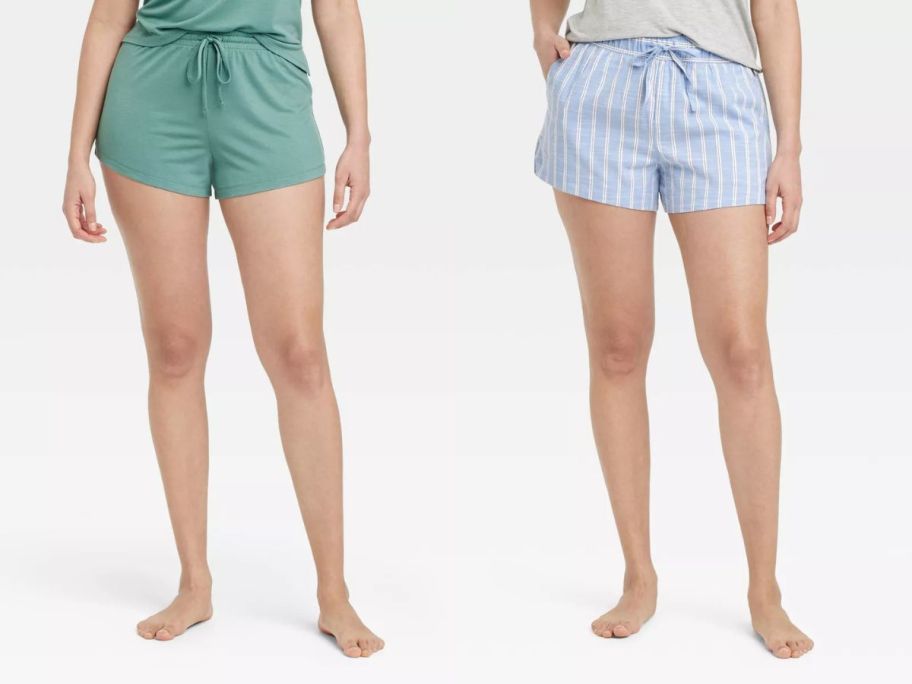 two women wearing target green and blue shorts
