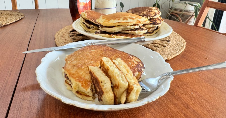 plate with three sourdough pancakes