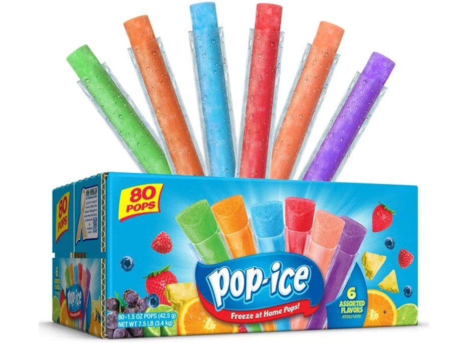 80 count box of ice pops with pops coming out of the box
