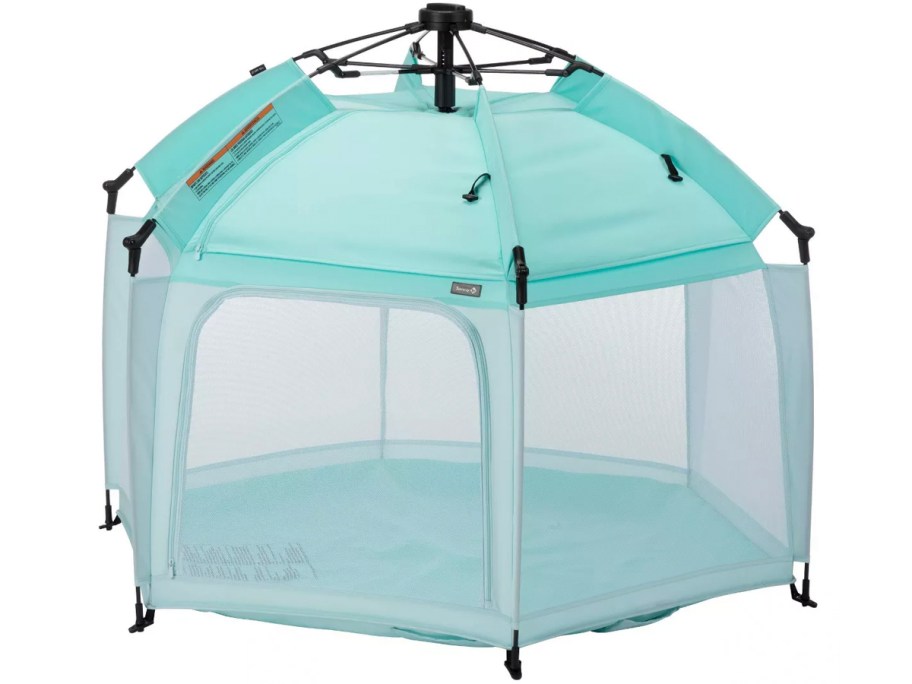 teal covered playard