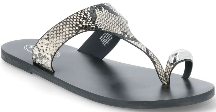 snake skin print toe ring slide