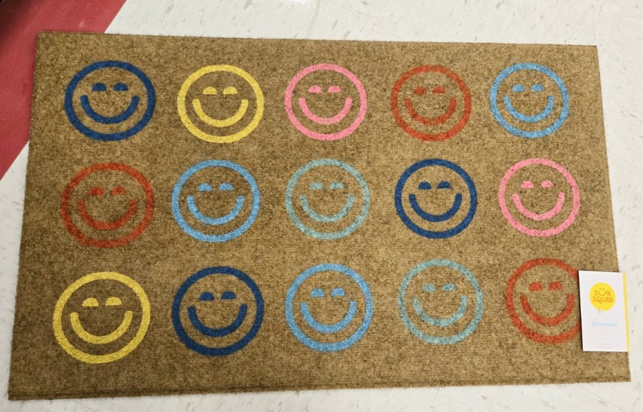 coir doormat with smiley faces on it 