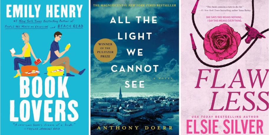 Book Lovers, all the light we cannot see, and Flawless